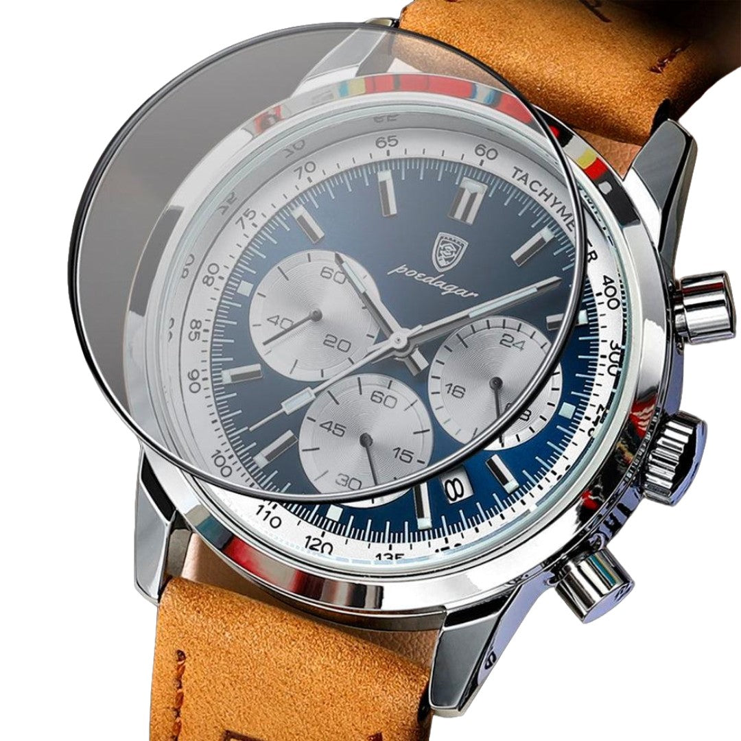 Relógio Masculino com Pulseira de Couro Cavell RLG03